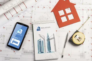 带信纸元素的俯视图蓝图