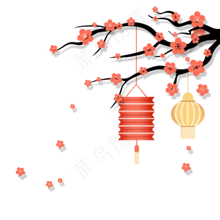 手绘中秋节古风灯笼