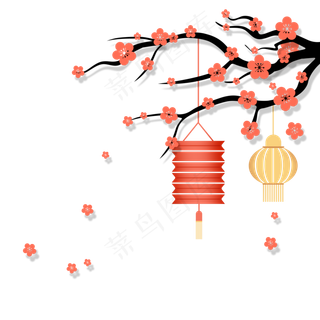 手绘中秋节古风灯笼