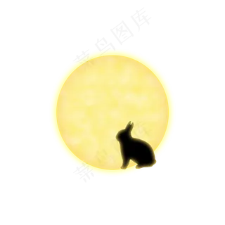 中秋节月亮玉兔剪影