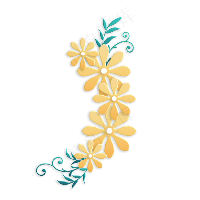 中秋节金色剪纸风花朵藤曼(2000X2000(DPI:300))psd模版下载