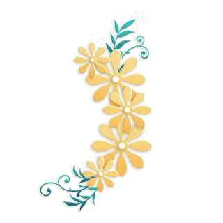 中秋节金色剪纸风花朵藤曼
