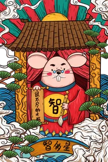 2020鼠年国潮才智老鼠,免抠元素