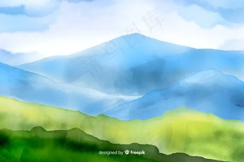 山地水彩景观背景 山地水彩景观背景