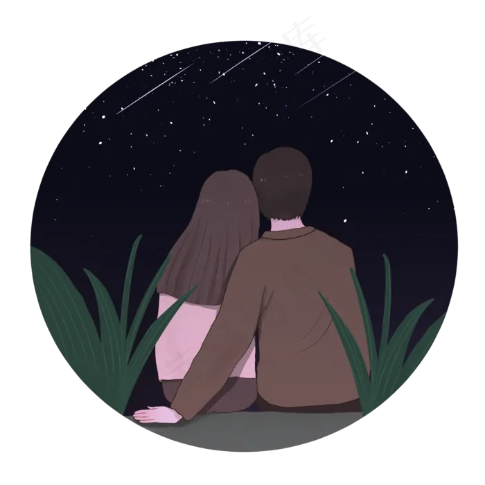 一起看星空的情侣(2000X2000(DPI:300))psd模版下载