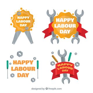 为劳动节准备的平面标签的选择