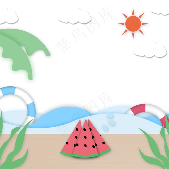 夏日剪纸风(2000X2000(DPI:300))psd模版下载