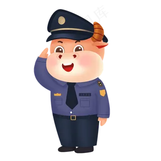 牛年新年创意警察牛