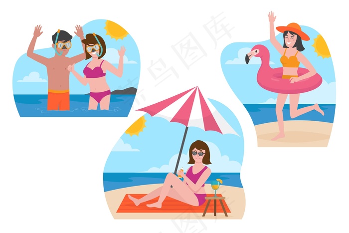 有机平面夏季场景包