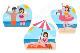 有机平面夏季场景包