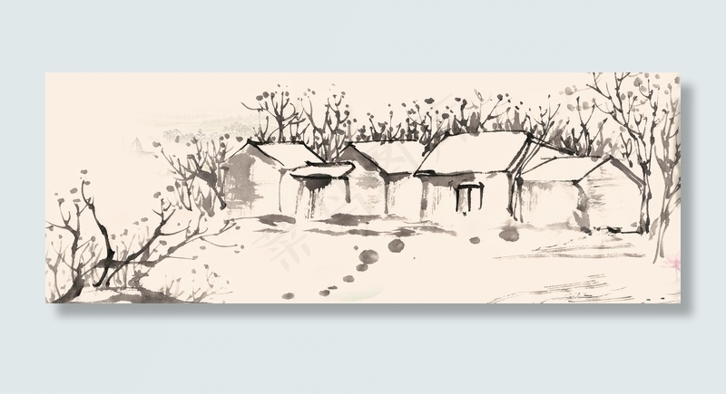 美味大闸蟹水墨中国风banner