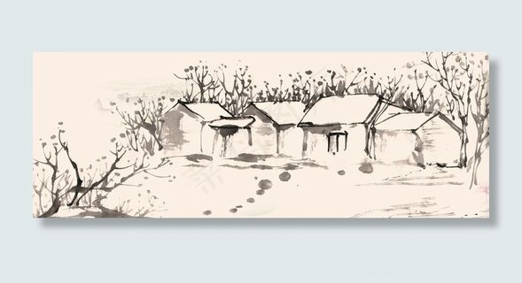 美味大闸蟹水墨中国风banner