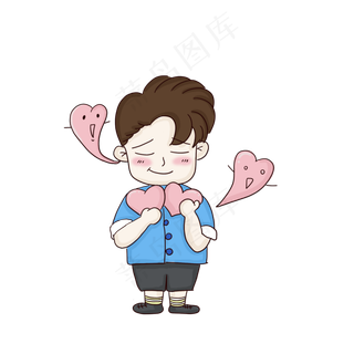 七夕男孩爱心元素