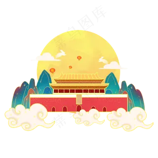 国潮中秋国庆素材