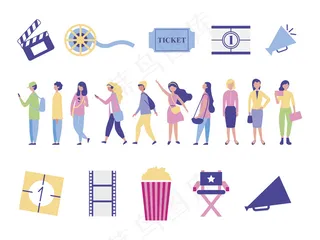 人像和电影院娱乐图标