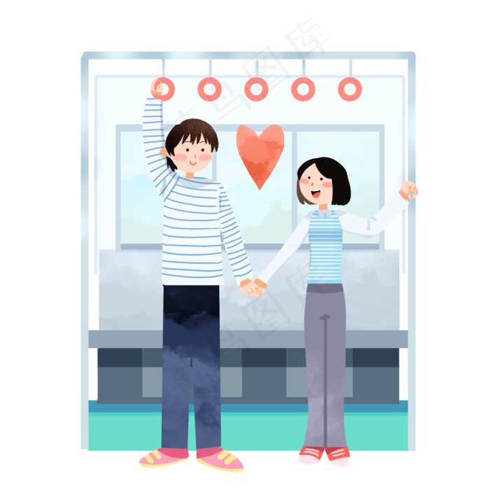 七夕情侣乘坐地铁