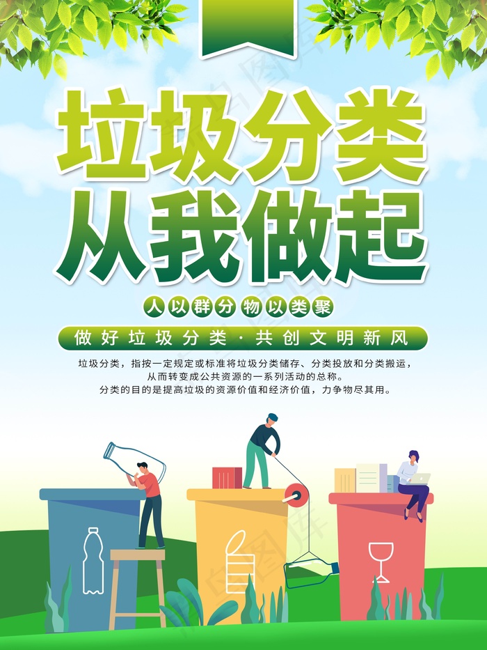 垃圾分类设计展板psd模版下载