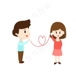 情侣纸杯通话手绘卡通