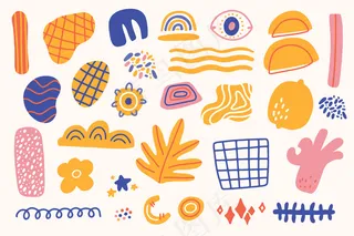 手绘抽象有机形状墙纸风格