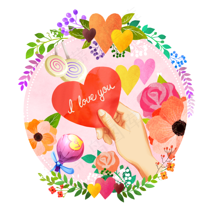 七夕情人节手拿爱心场景