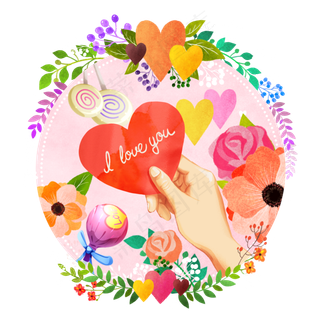 七夕情人节手拿爱心场景