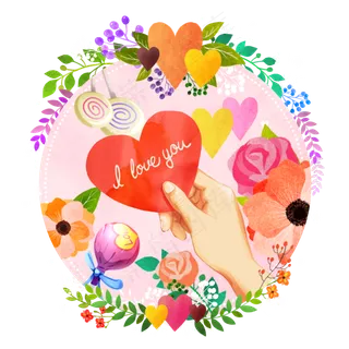 七夕情人节手拿爱心场景