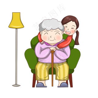 重阳节老人和小女孩