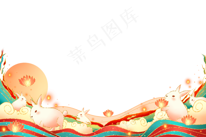 国潮中秋节玉兔(3000X2000(DPI:300))psd模版下载