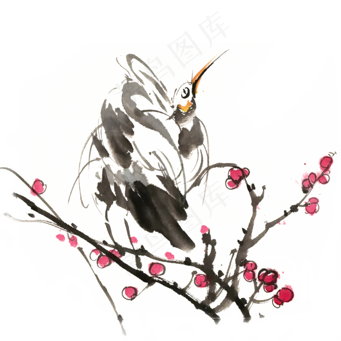 梅花与展翅的小鸟(4724X4724(DPI:300))psd模版下载