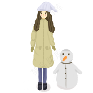 立冬保暖冬日女孩免抠图