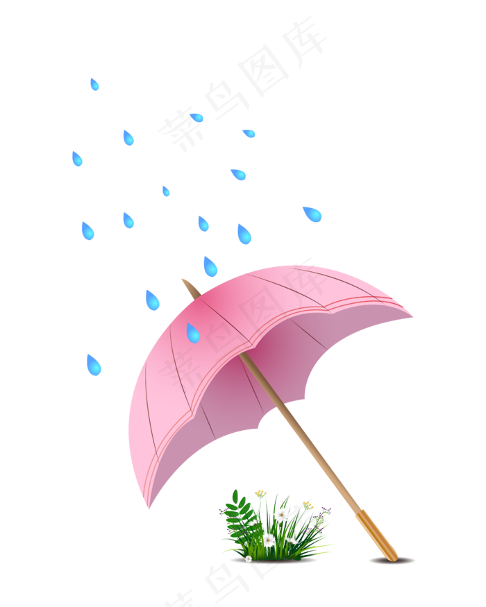 矢量手绘卡通雨伞