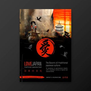 日本餐厅垂直宣传单,DM传单