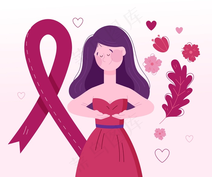 女性乳腺癌意识概念eps,ai矢量模版下载