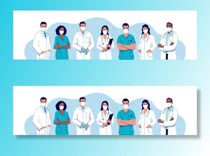 医生和护士戴着外科口罩，男女医字一套。