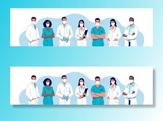 医生和护士戴着外科口罩，男女医字一套。