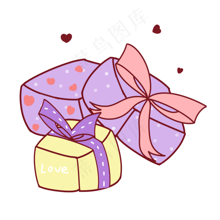 七夕情人节礼物盒手绘