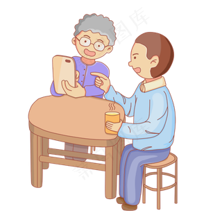 重阳节重阳老人子女教用手机卡通