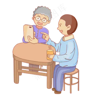 重阳节重阳老人子女教用手机卡通