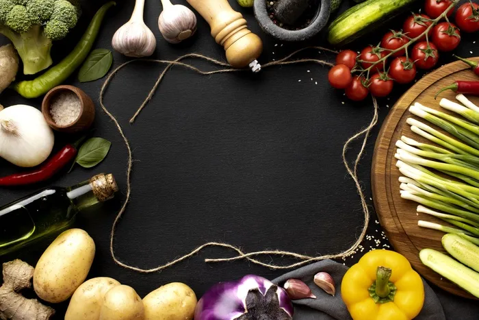 带复制空间的平放式新鲜蔬菜