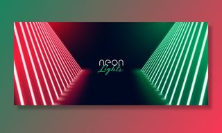 红绿霓虹舞台路径地板横幅banner设计