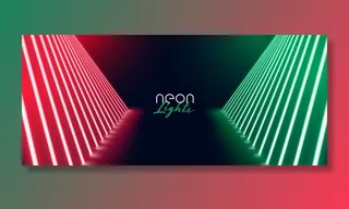 红绿霓虹舞台路径地板横幅banner设计