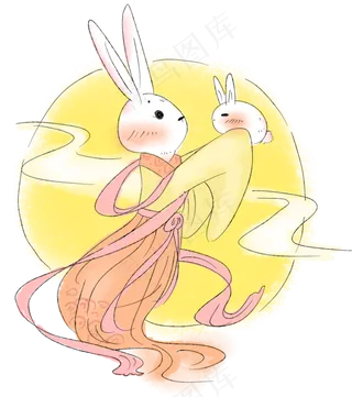 中秋节花好月圆兔子PNG