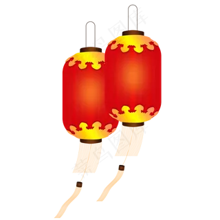 红色喜庆中国风新春传统灯笼可商,免抠元素