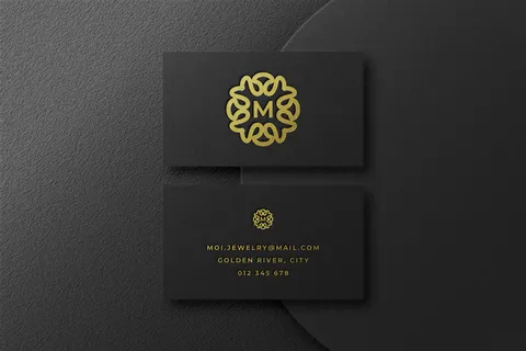 名片上的豪华金色标志模型样机