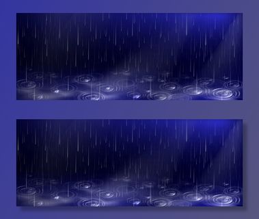 深蓝色背景上的水滴和水坑涟漪 深蓝色背景上的水滴和水坑涟漪