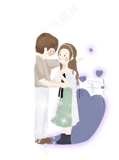 七夕情人节情侣约会主题小清新插