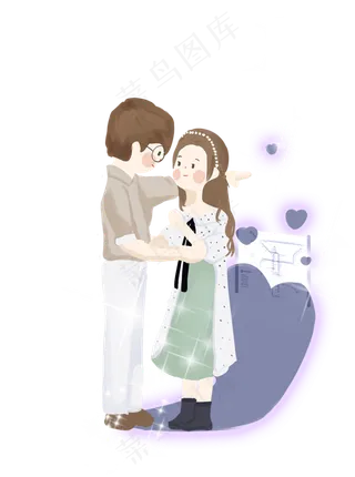 七夕情人节情侣约会主题小清新插