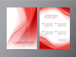 抽象现代波浪红色流动宣传单,DM传单，小册子