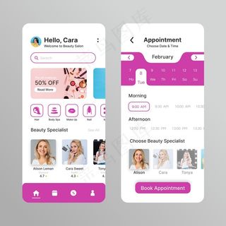 带照片的美容院预订应用程序