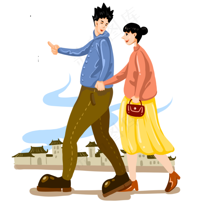 二十四节气秋分情侣秋游徒步免抠(3000X3000(DPI:300))psd模版下载